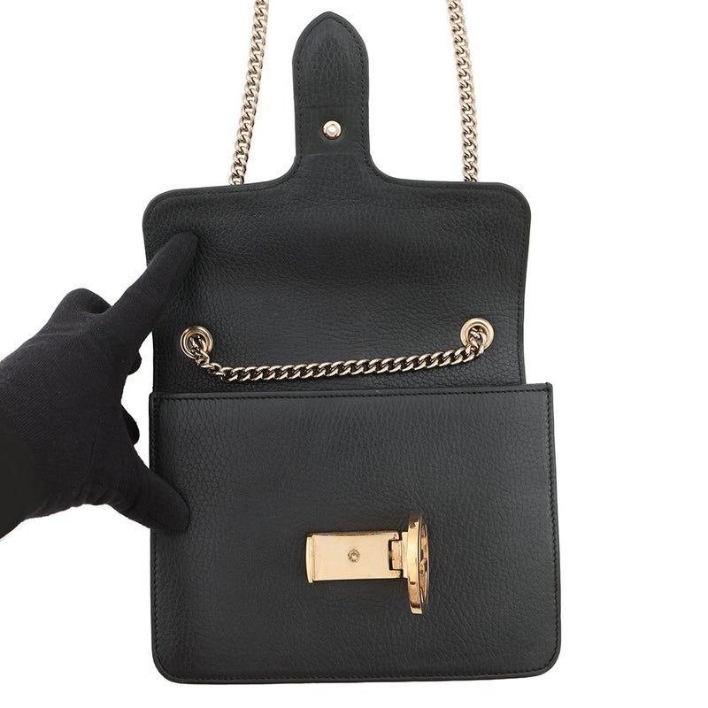 グッチ チェーンショルダーバッグ インターロッキングG レザー 510304 GUCCI アウトレット品 黒