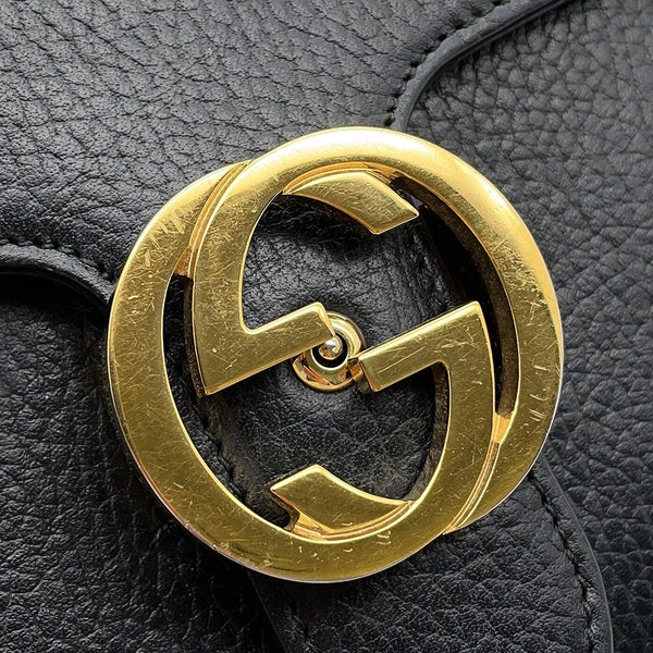 グッチ チェーンショルダーバッグ インターロッキングG レザー 510304 GUCCI アウトレット品 黒