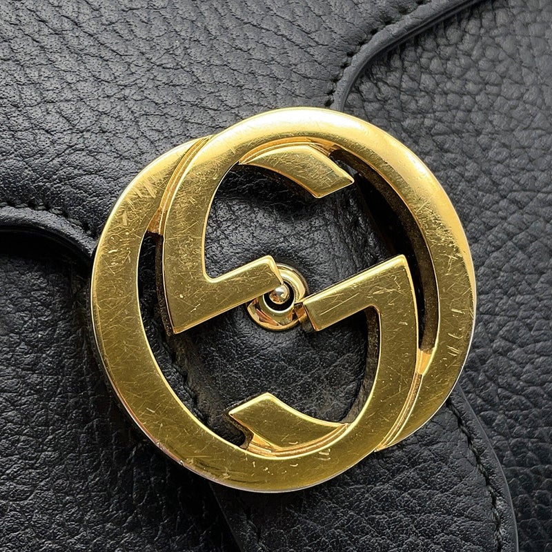 グッチ チェーンショルダーバッグ インターロッキングG レザー 510304 GUCCI アウトレット品 黒
