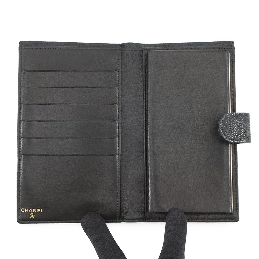 シャネル 長財布 ココマーク がま口 キャビアスキン A13498 CHANEL 財布 黒 シャネルコピー新作 キャビアスキンココマークがま口長財布 黒 A13498