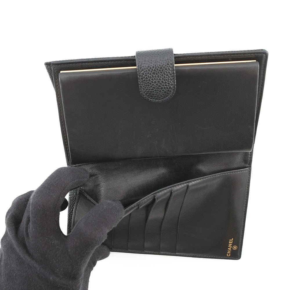 シャネル 長財布 ココマーク がま口 キャビアスキン A13498 CHANEL