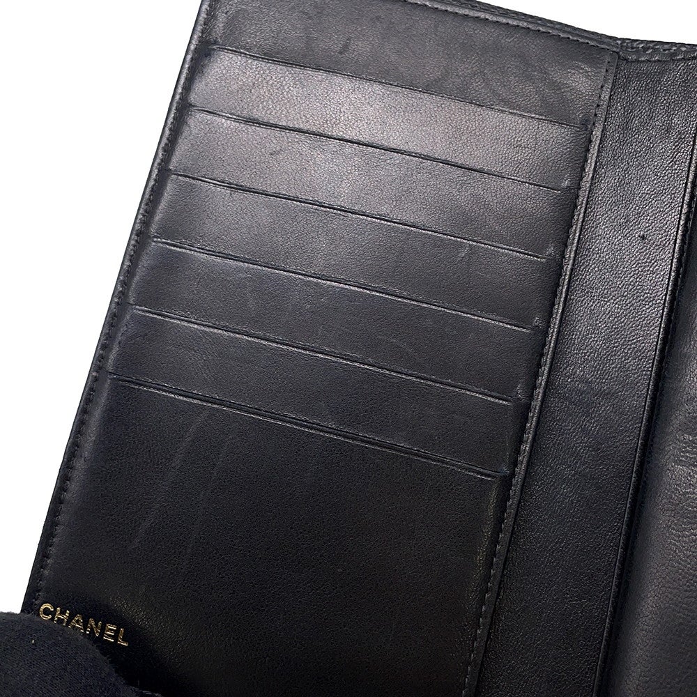 シャネル 長財布 ココマーク がま口 キャビアスキン A13498 CHANEL 財布 黒 シャネルコピー新作 キャビアスキンココマークがま口長財布 黒 A13498