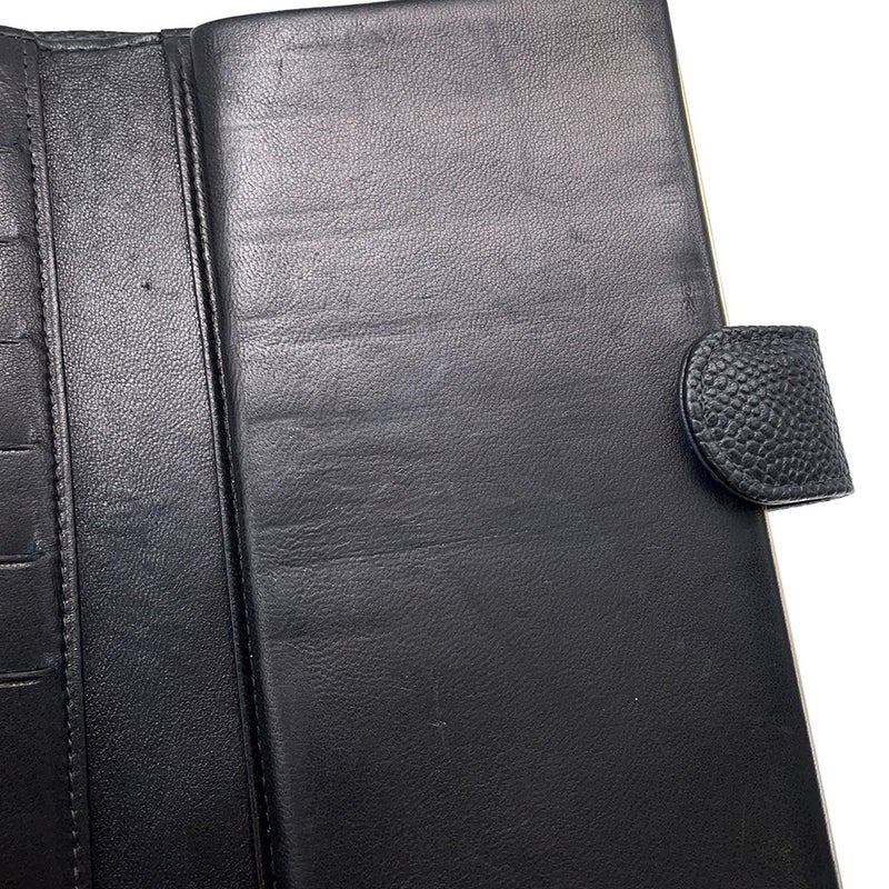 シャネル 長財布 ココマーク がま口 キャビアスキン A13498 CHANEL 財布 黒