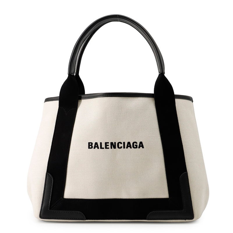 バレンシアガ トートバッグ ネイビーカバス S ポーチ付 339933 BALENCIAGA 黒 白