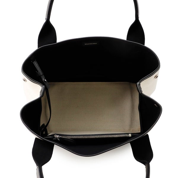 バレンシアガ トートバッグ ネイビーカバス S ポーチ付 339933 BALENCIAGA 黒 白