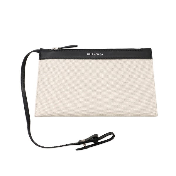バレンシアガ トートバッグ ネイビーカバス S ポーチ付 339933 BALENCIAGA 黒 白