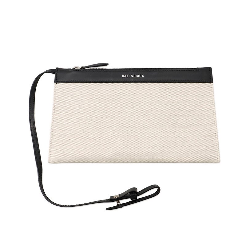 バレンシアガ トートバッグ ネイビーカバス S ポーチ付 339933 BALENCIAGA 黒 白