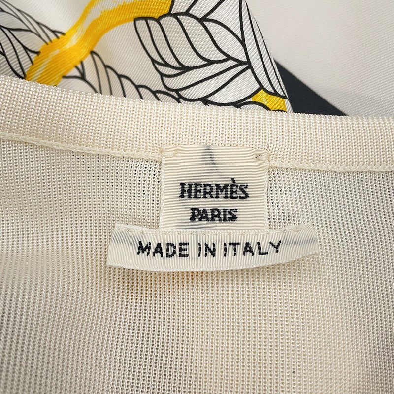エルメス 長袖シャツ ヴァルーズ ブラウス パルフロワ・リミックス Palefroi Remix シルク レディースサイズ34 HERMES 白