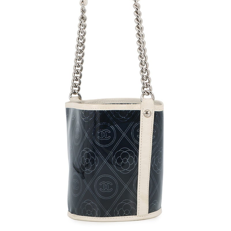 シャネル チェーンショルダーバッグ カメリア ココマーク ビニール/レザー A57636 CHANEL 黒 白