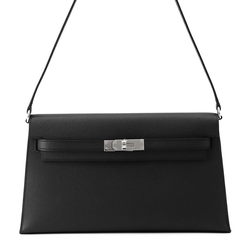 エルメス クラッチバッグ ケリーエラン ブラック/シルバー金具 エプソン K刻印 ２wayショルダー 黒