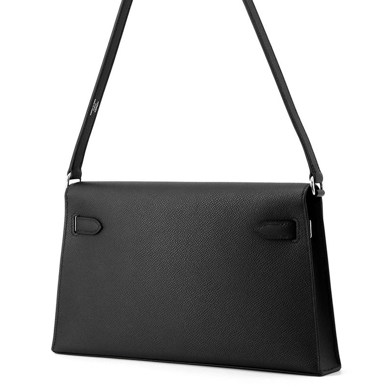 エルメス クラッチバッグ ケリーエラン ブラック/シルバー金具 エプソン K刻印 ２wayショルダー 黒