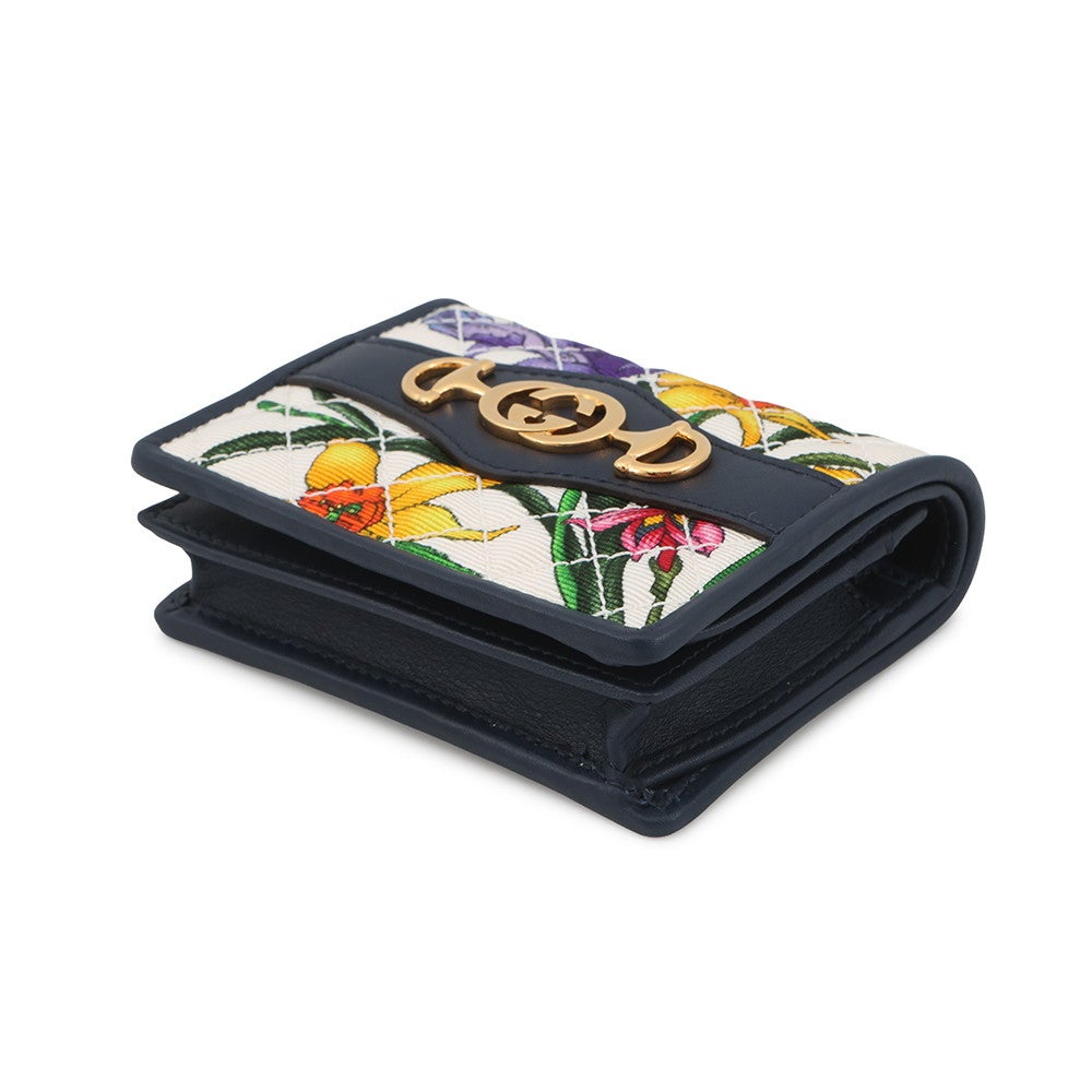 グッチ 二つ折り財布 フローラ ズゥミ コンパクトウォレット キャンバス レザー536353 GUCCI 財布 キルティング カードケース GUCCI - グッチ 二つ折り財布 フローラ ズゥミ コンパクトウォレット