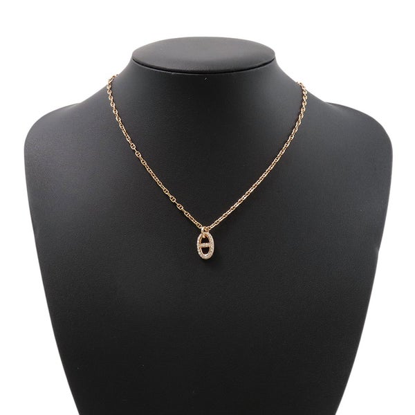 エルメス ネックレス シェーヌダンクル ファランドールPM ダイヤモンド 48P 計0.45ct K18PGピンクゴールド サイズST ペンダント
