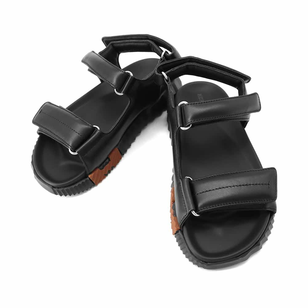 エルメス サンダル ジュニア レザー レディースサイズ39 HERMES 靴 黒
