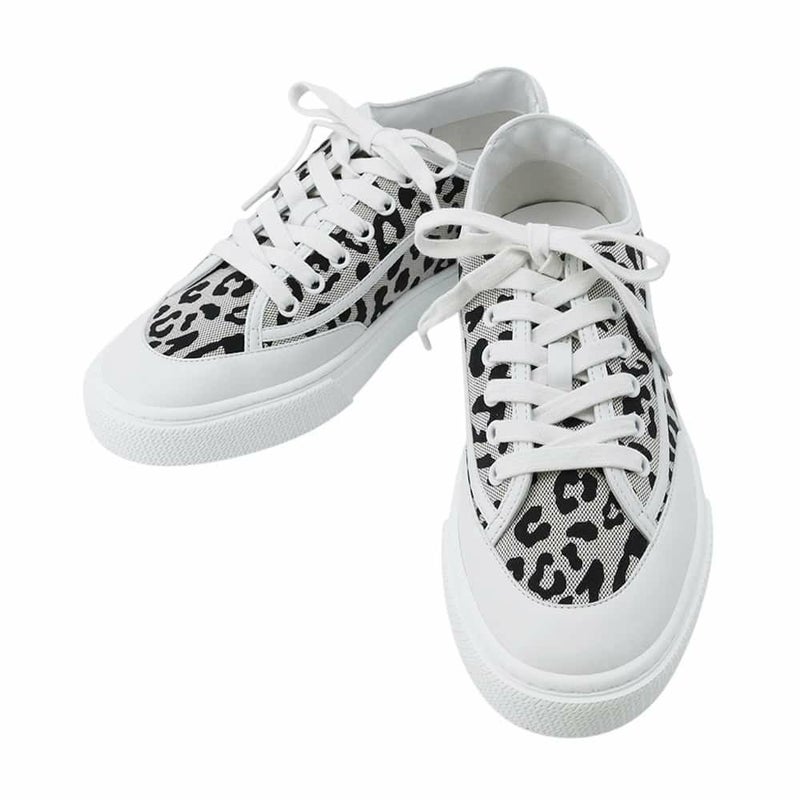 エルメス スニーカー ゲット キャンバス レディースサイズ38 HERMES 靴 白 レオパード柄