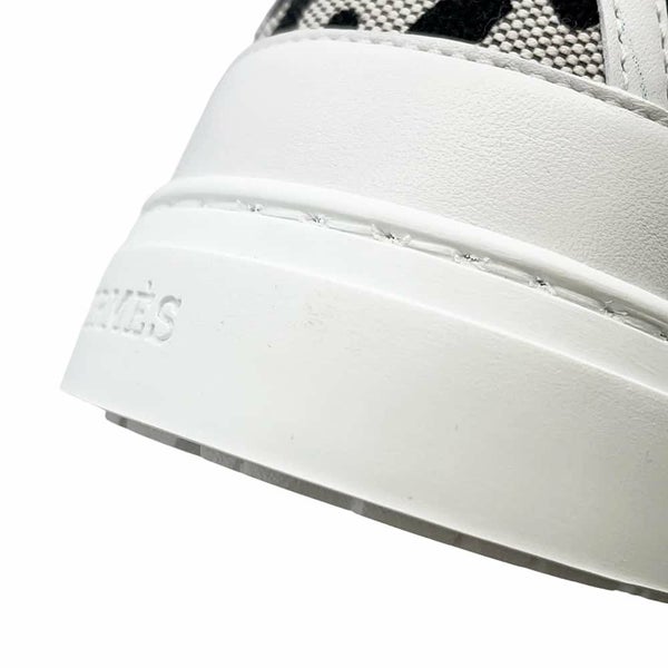 エルメス スニーカー ゲット キャンバス レディースサイズ38 HERMES 靴 白 レオパード柄