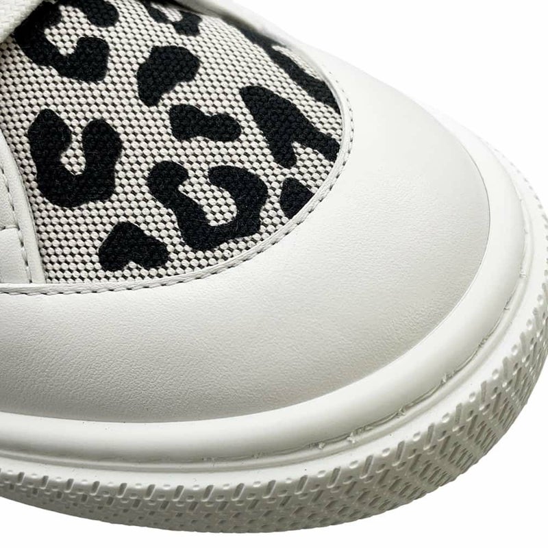 エルメス スニーカー ゲット キャンバス レディースサイズ38 HERMES 靴 白 レオパード柄