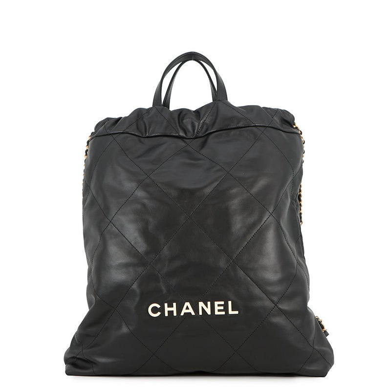 シャネル リュック シャネル22 ラージ レザー AS3313 CHANEL バックパック バッグ 黒