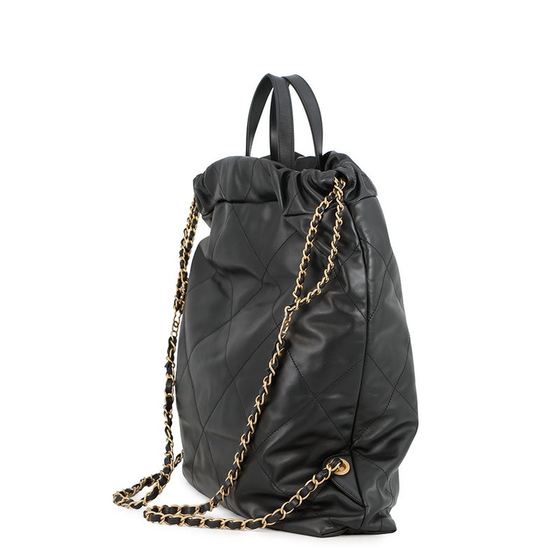 シャネル リュック シャネル22 ラージ レザー AS3313 CHANEL バックパック バッグ 黒