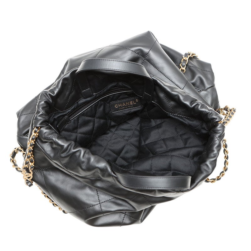 シャネル リュック シャネル22 ラージ レザー AS3313 CHANEL バックパック バッグ 黒