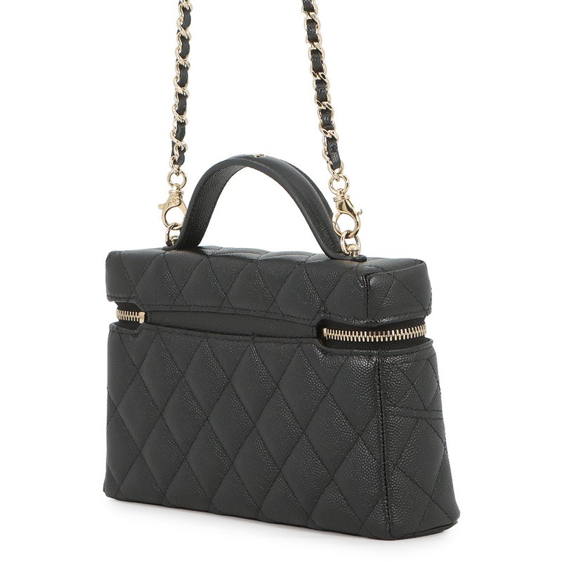 シャネル チェーンショルダーバッグ ヴァニティケース ココマーク キャビアスキン AP4407 CHANEL バニティ 黒