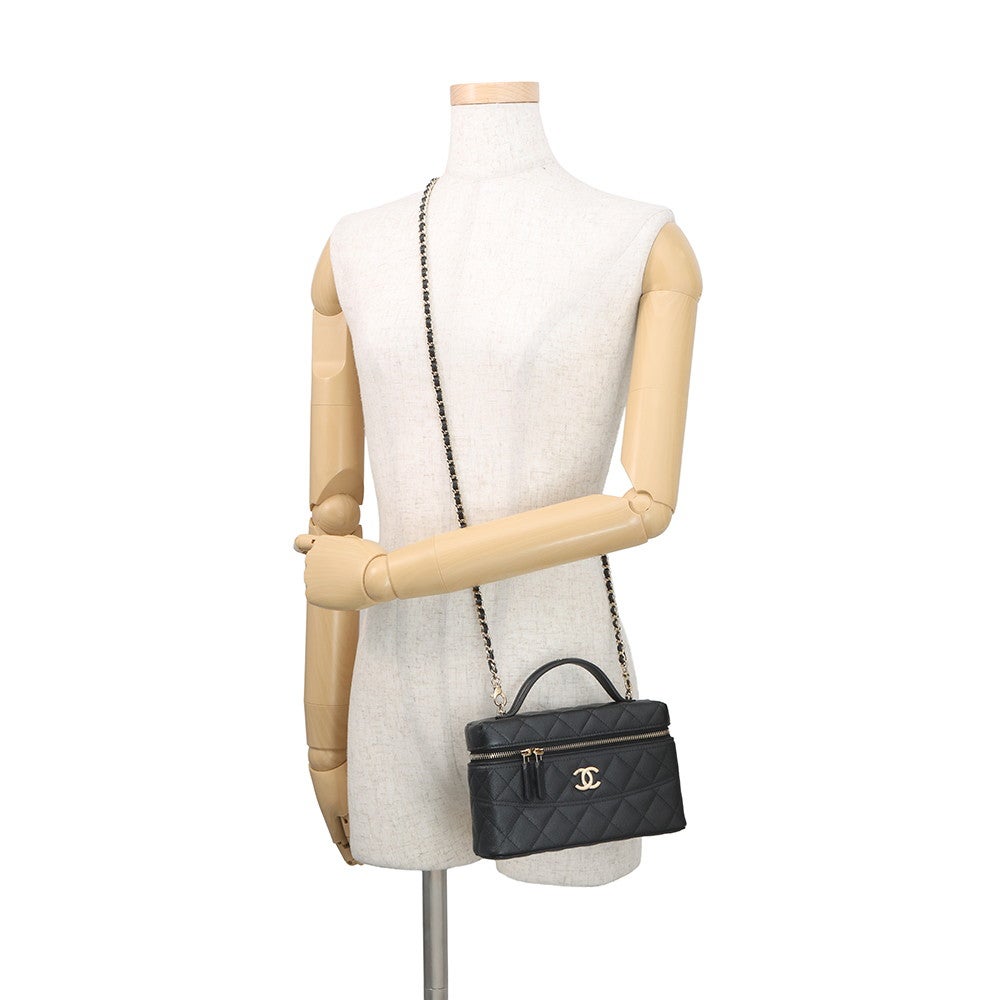 シャネル チェーンショルダーバッグ ヴァニティケース ココマーク キャビアスキン AP4407 CHANEL バニティ 黒 シャネル チェーンショルダーバッグ ヴァニティケース ココマーク