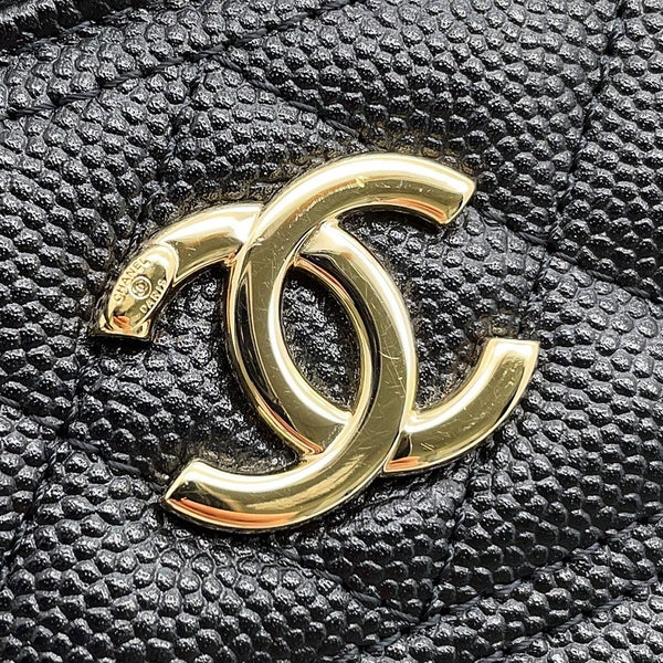 シャネル チェーンショルダーバッグ ヴァニティケース ココマーク キャビアスキン AP4407 CHANEL バニティ 黒