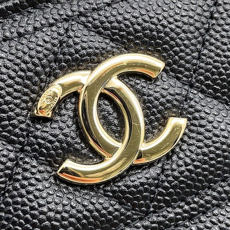 シャネル チェーンショルダーバッグ ヴァニティケース ココマーク キャビアスキン AP4407 CHANEL バニティ 黒