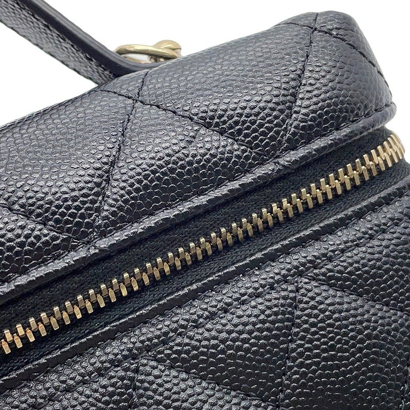 シャネル チェーンショルダーバッグ ヴァニティケース ココマーク キャビアスキン AP4407 CHANEL バニティ 黒