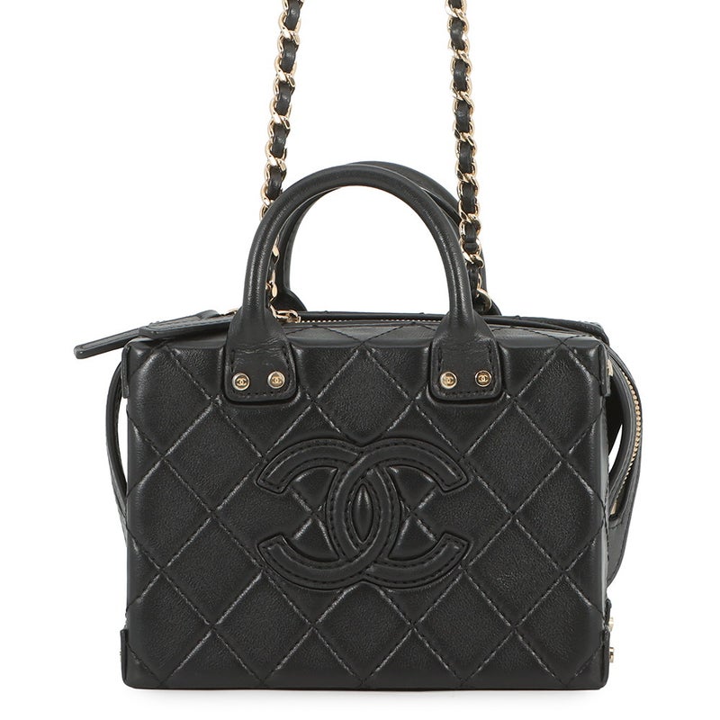シャネル チェーンショルダーバッグ マトラッセ バニティケース レザー AS3344 CHANEL ポシェット ヴァニティ 黒