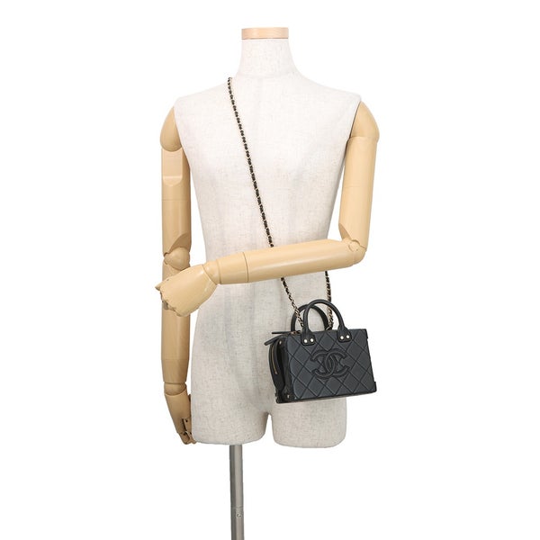 シャネル チェーンショルダーバッグ マトラッセ バニティケース レザー AS3344 CHANEL ポシェット ヴァニティ 黒