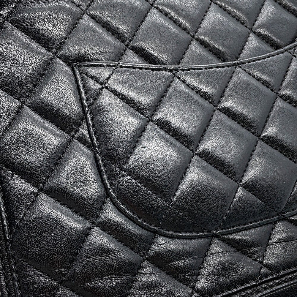 シャネル マトラッセ ラムスキン チェーン ショルダー バッグ ココマーク 黒 CHANEL（シャネル） マトラッセ ココマーク チェーン ショルダーバッグ