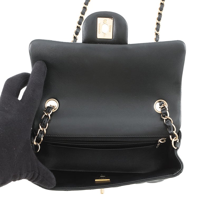 シャネル チェーンショルダーバッグ ミニ マトラッセ 20 ココマーク ラムスキン A69900 CHANEL 黒