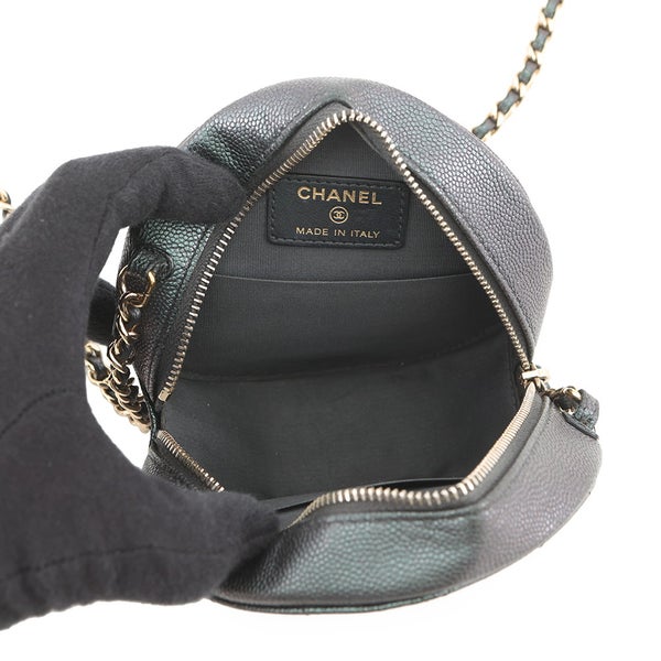 シャネル チェーンショルダーバッグ ココマーク ラウンド キャビアスキン AP0245 CHANEL