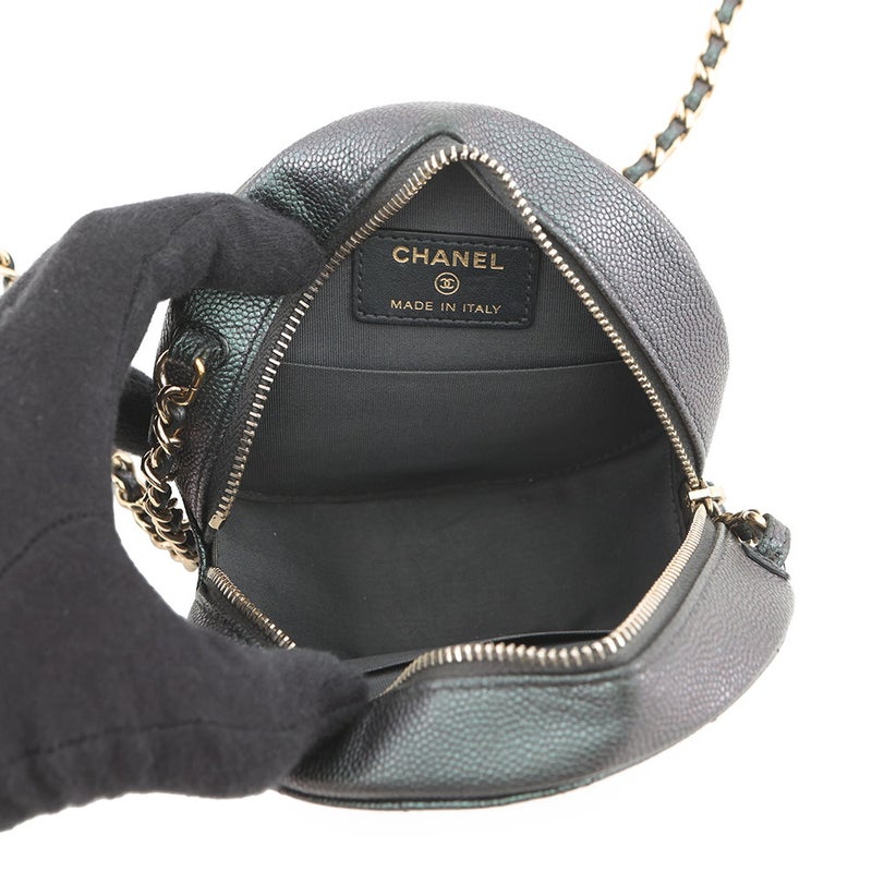 シャネル チェーンショルダーバッグ ココマーク ラウンド キャビアスキン AP0245 CHANEL