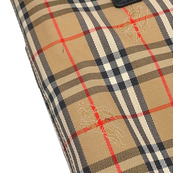 バーバリー トートバッグ チェック キャンバス レザー BURBERRY 黒