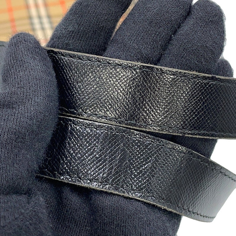バーバリー トートバッグ チェック キャンバス レザー BURBERRY 黒