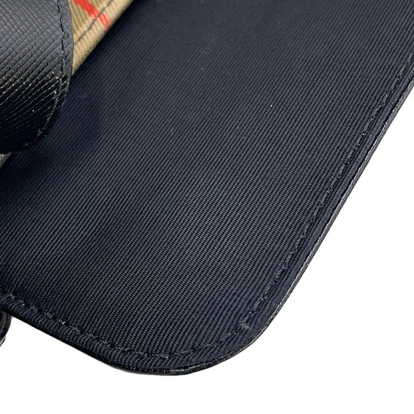 バーバリー トートバッグ チェック キャンバス レザー BURBERRY 黒