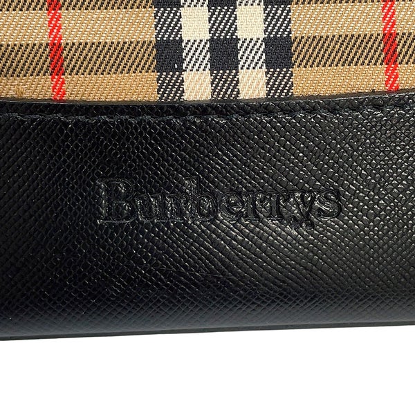 バーバリー トートバッグ チェック キャンバス レザー BURBERRY 黒