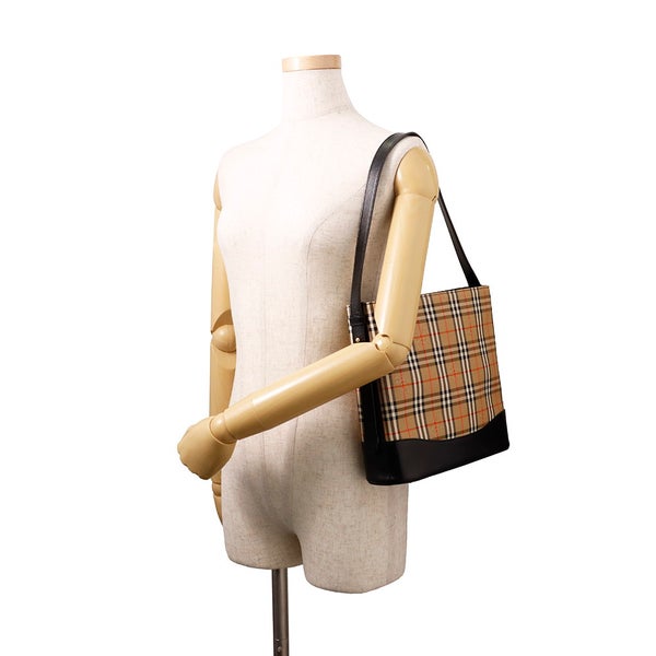 バーバリー ショルダーバッグ チェック キャンバス レザー BURBERRY バッグ 黒