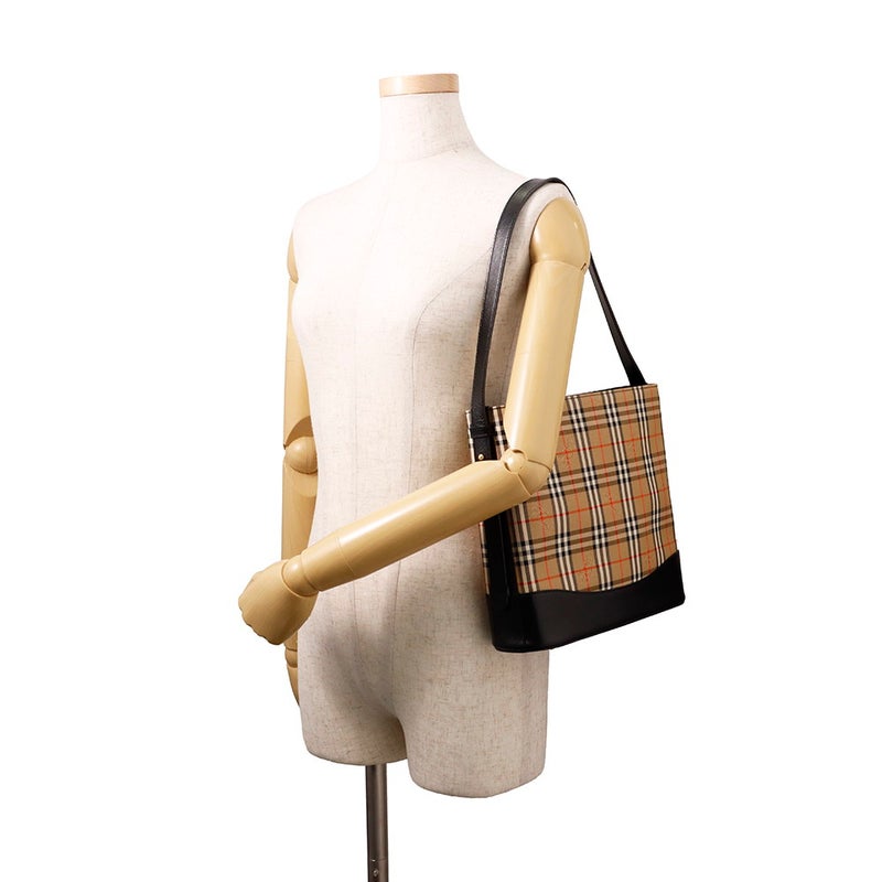 バーバリー ショルダーバッグ チェック キャンバス レザー BURBERRY バッグ 黒