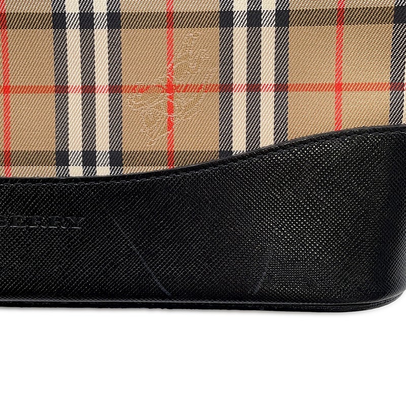 バーバリー ショルダーバッグ チェック キャンバス レザー BURBERRY バッグ 黒