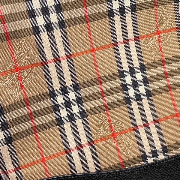 バーバリー ショルダーバッグ チェック キャンバス レザー BURBERRY バッグ 黒