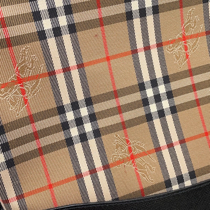 バーバリー ショルダーバッグ チェック キャンバス レザー BURBERRY バッグ 黒