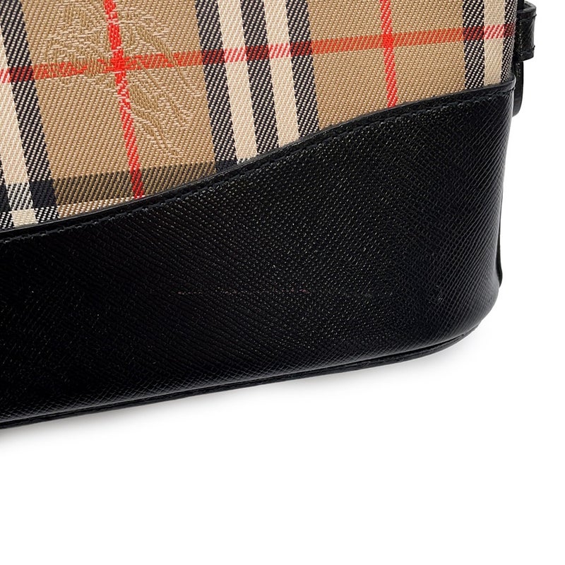 バーバリー ショルダーバッグ チェック キャンバス レザー BURBERRY バッグ 黒