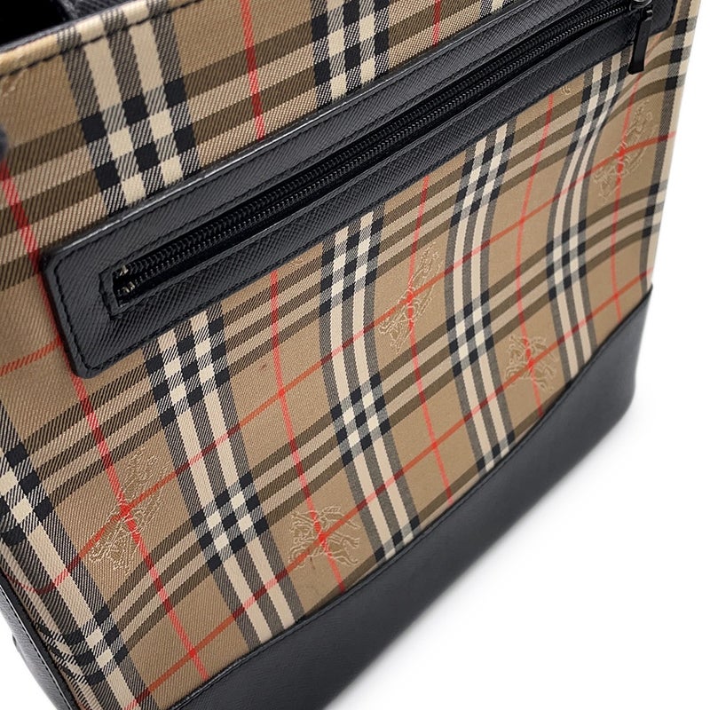 バーバリー ショルダーバッグ チェック キャンバス レザー BURBERRY バッグ 黒
