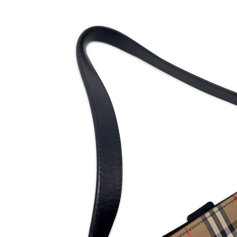 バーバリー ショルダーバッグ チェック キャンバス レザー BURBERRY バッグ 黒
