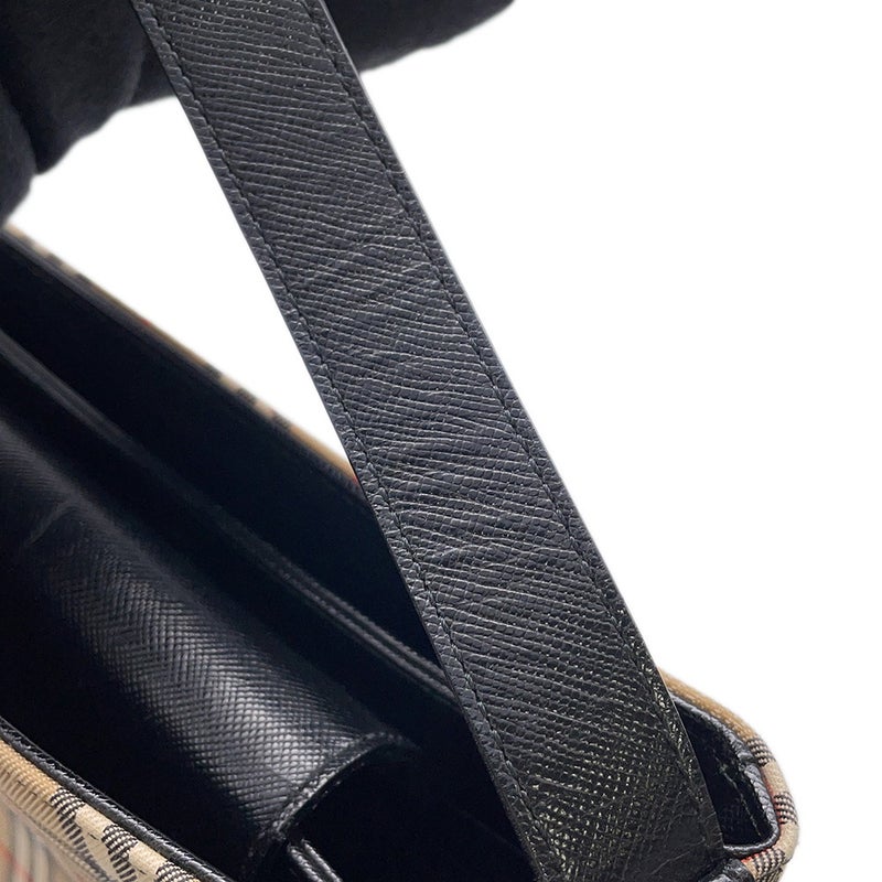 バーバリー ショルダーバッグ チェック キャンバス レザー BURBERRY バッグ 黒