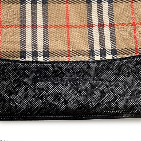 バーバリー ショルダーバッグ チェック キャンバス レザー BURBERRY バッグ 黒