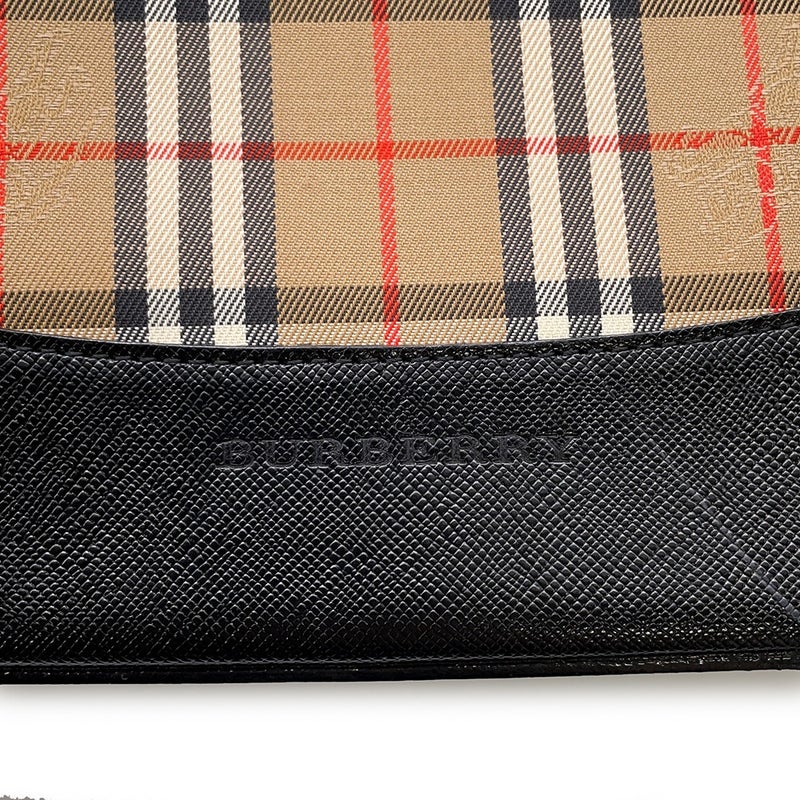 バーバリー ショルダーバッグ チェック キャンバス レザー BURBERRY バッグ 黒